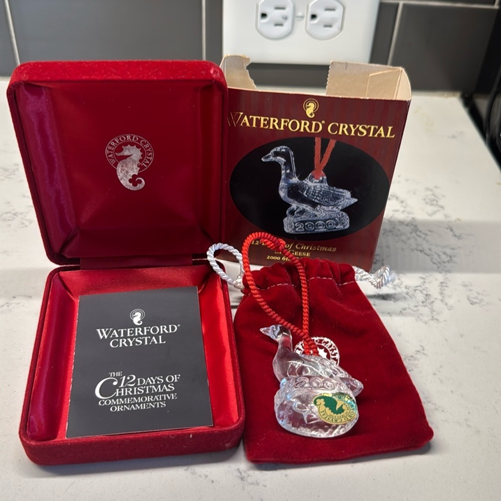 2000 WATERFORD Crystal 12 Days of Christmas 6 Geese Are Laying Crystal Ornament